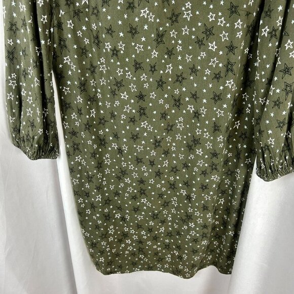 Boden Vanessa Shift Dress Women 6 Green Star Pattern Long Sleeves Mini Short - Picture 9 of 11